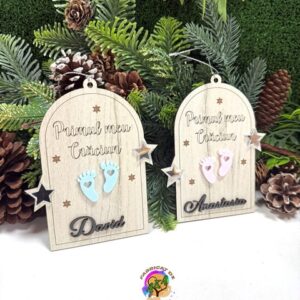 Decoratiune Glob lemn - Primul meu Craciun