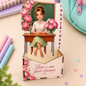 Cutie Doamna cu flori